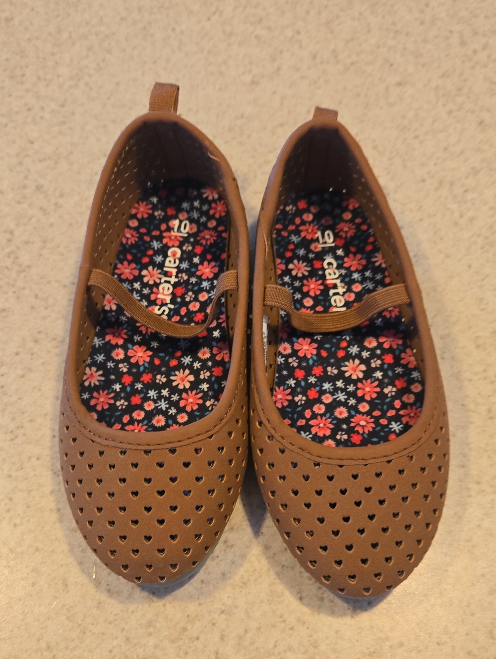 Carter's Brown Girls' Heart Perforated Mary Jane Flats